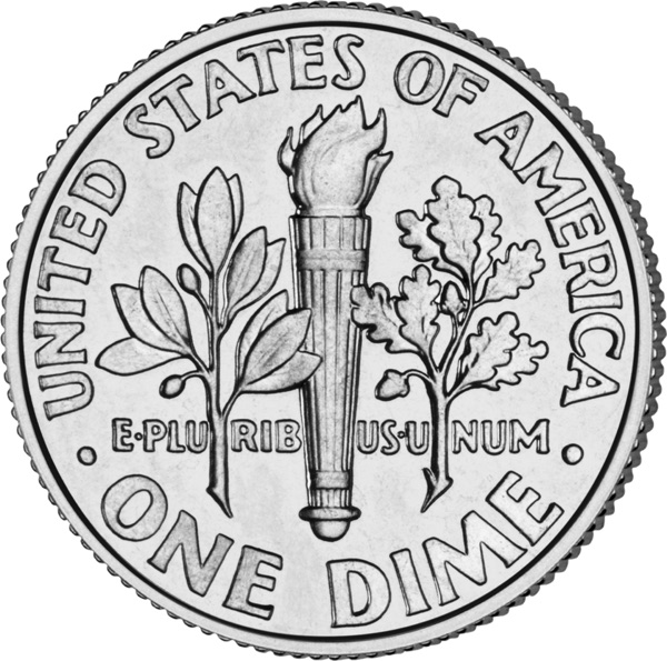1996-W Roosevelt Dime — reverse